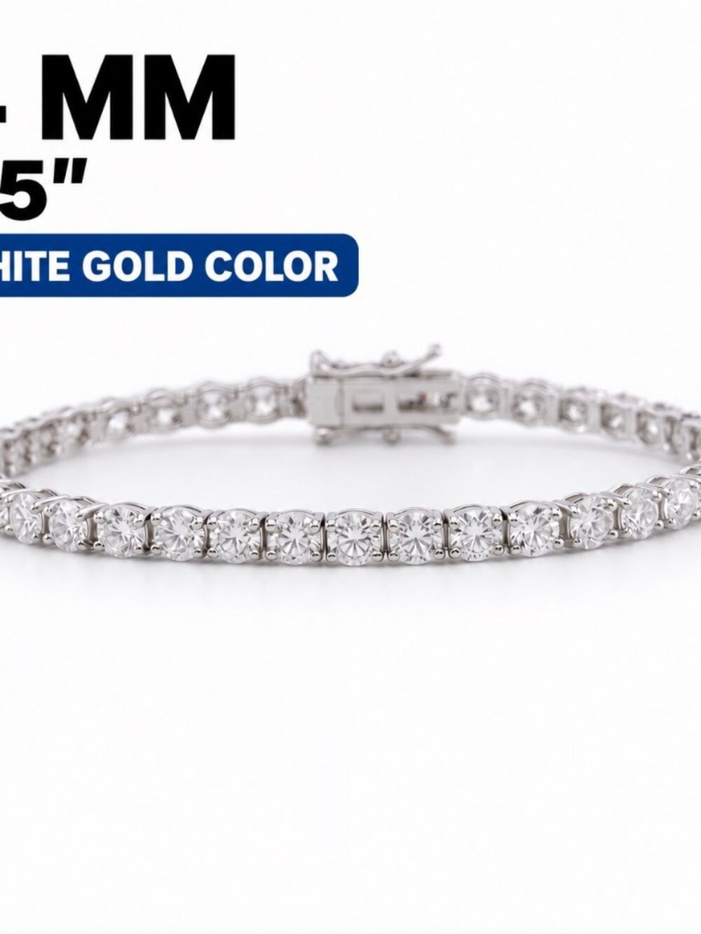 LEKANI 4mm Moissanite Tennis Bracelet S925 Silver 7.5 in